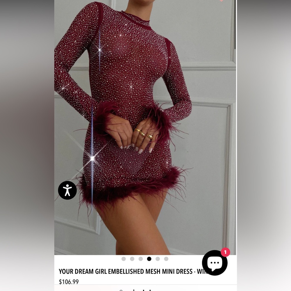 Burgundy embellished sparkly dress